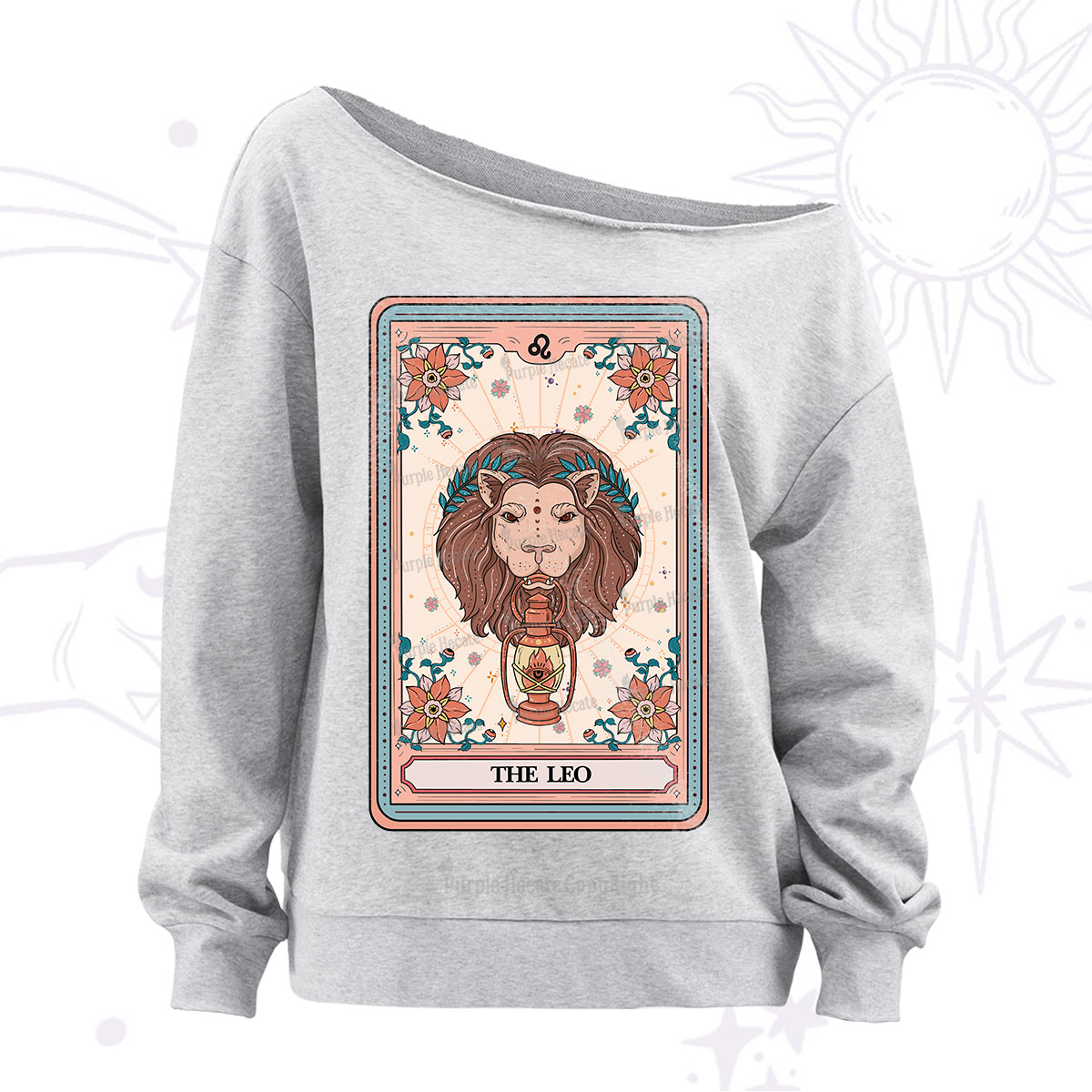 Purplehecate The Leo Tarot Card Off The Shoulder Sweatshirt