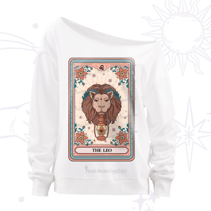 Purplehecate The Leo Tarot Card Off The Shoulder Sweatshirt