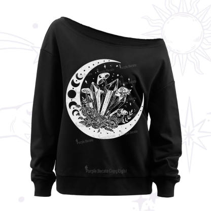 Purplehecate Moonshine and Crystal Off The Shoulder Sweatshirt