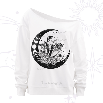 Purplehecate Moonshine and Crystal Off The Shoulder Sweatshirt