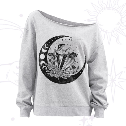 Purplehecate Moonshine and Crystal Off The Shoulder Sweatshirt
