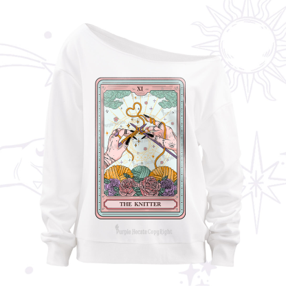 Purplehecate The Knitter Tarot Card Off The Shoulder Sweatshirt
