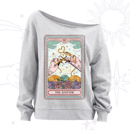 Purplehecate The Knitter Tarot Card Off The Shoulder Sweatshirt