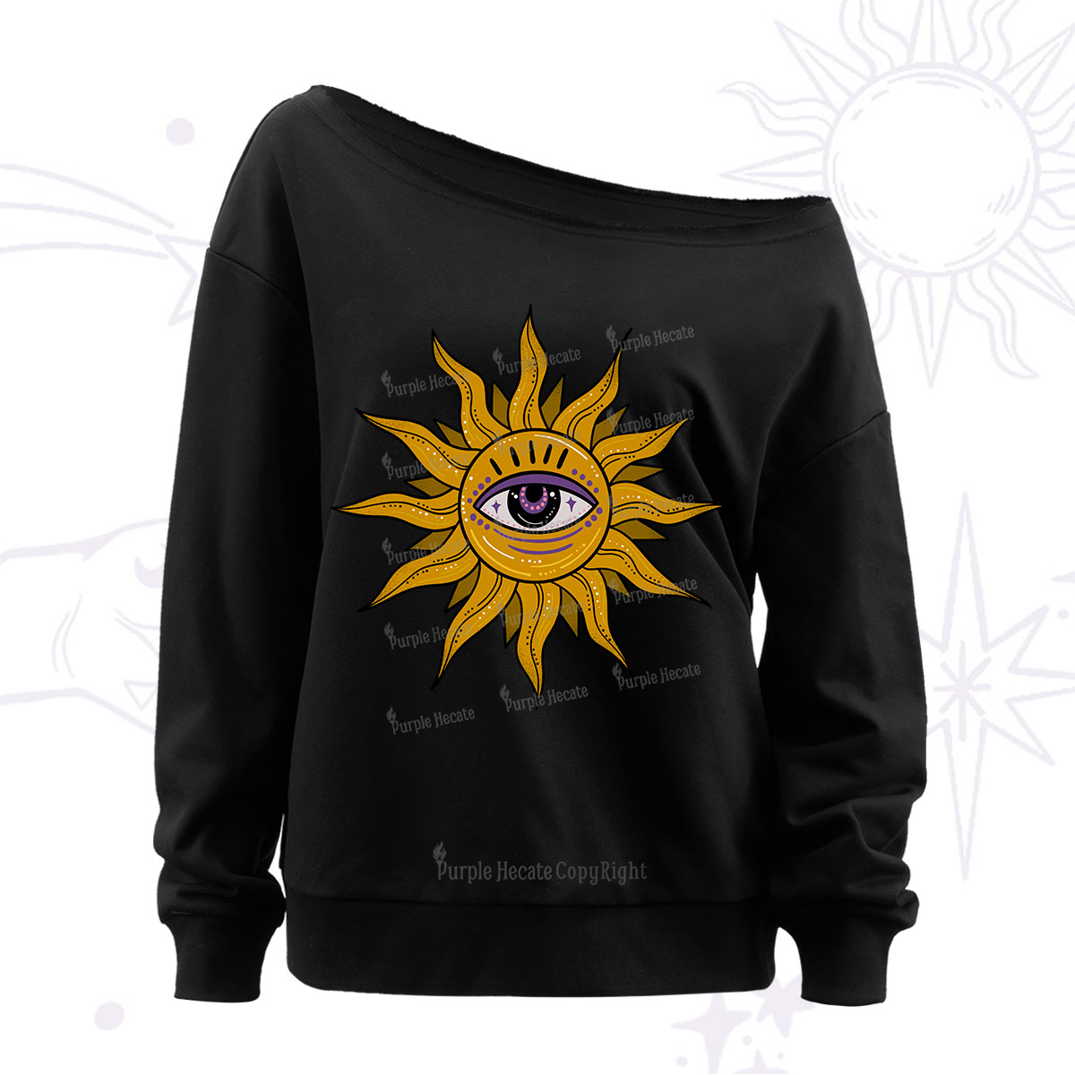 Purplehecate Eye of the Sun Off The Shoulder Sweatshirt