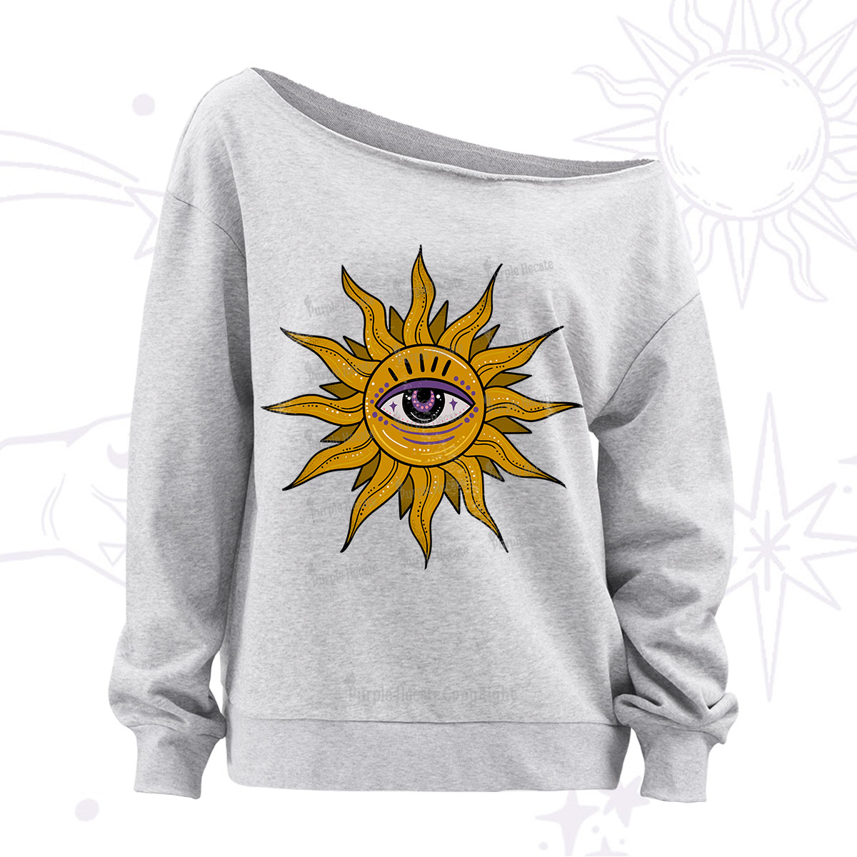 Purplehecate Eye of the Sun Off The Shoulder Sweatshirt