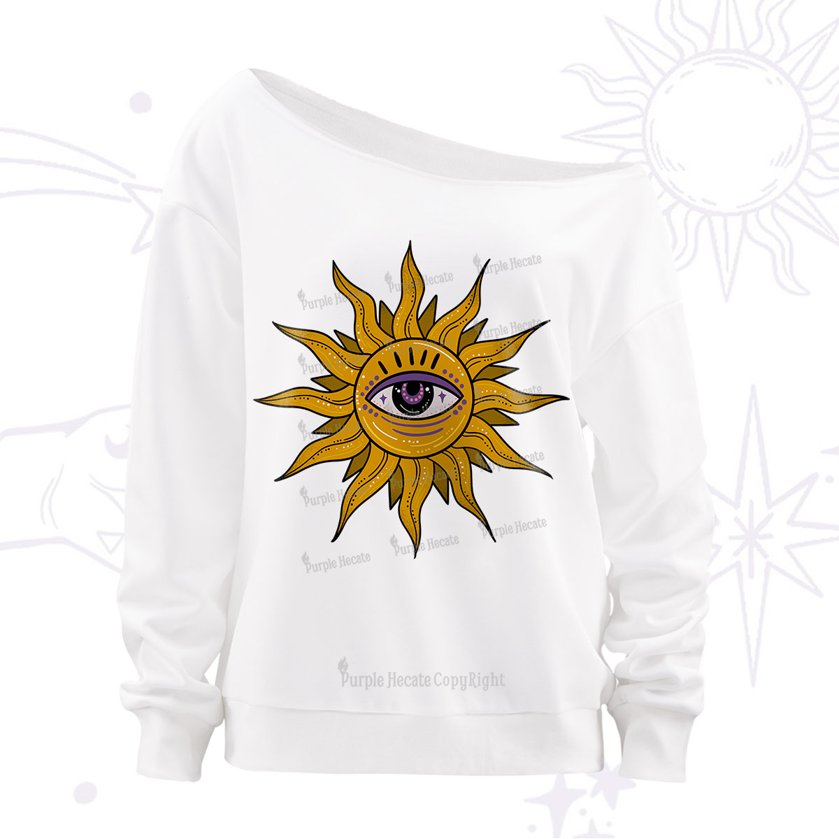 Purplehecate Eye of the Sun Off The Shoulder Sweatshirt