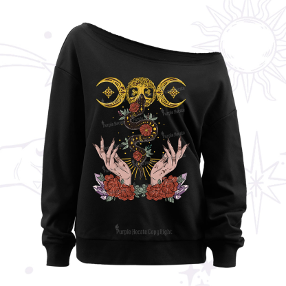 Purplehecate Lunar Bloom Off The Shoulder Sweatshirt