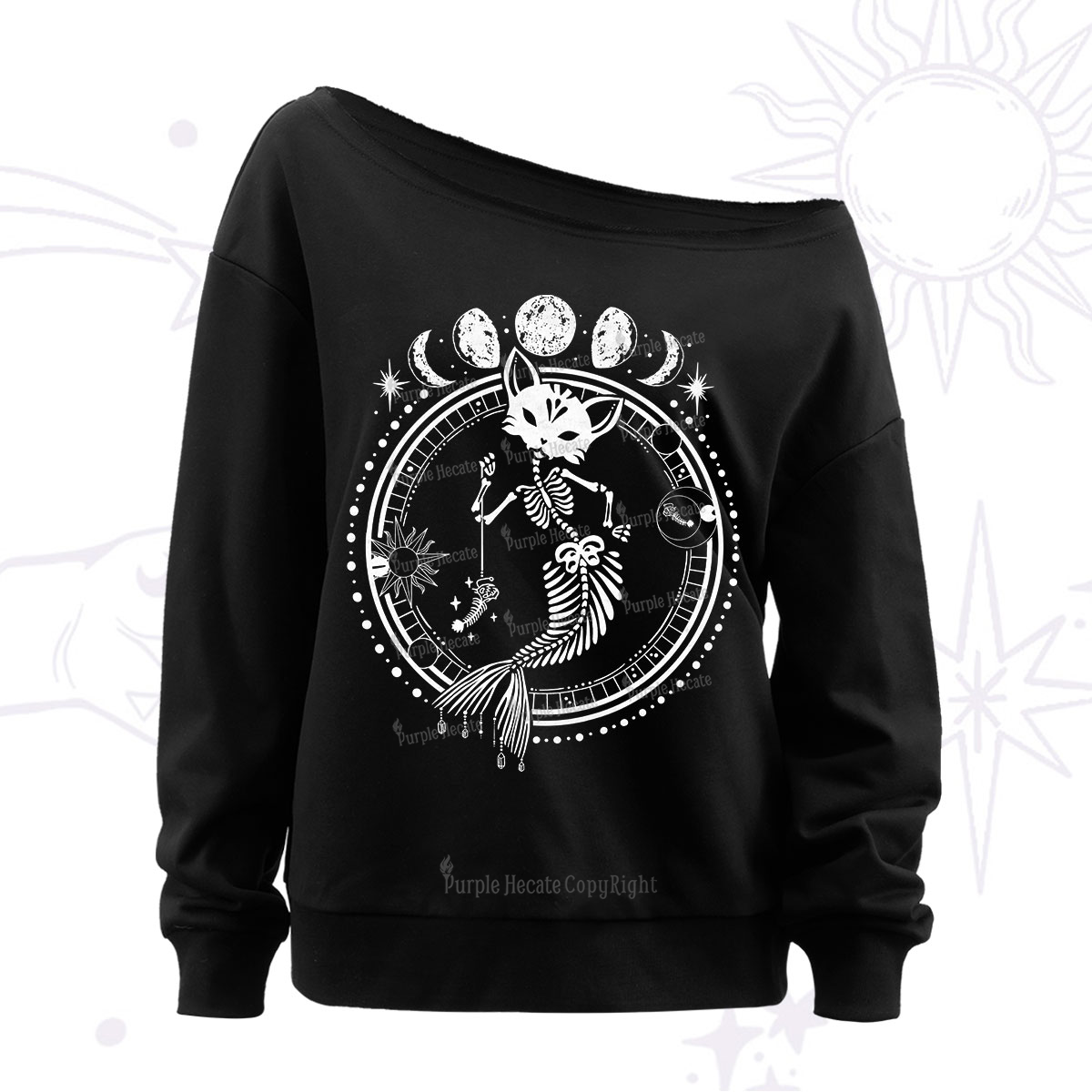 Purplehecate Purr-maid Prophecy Off The Shoulder Sweatshirt