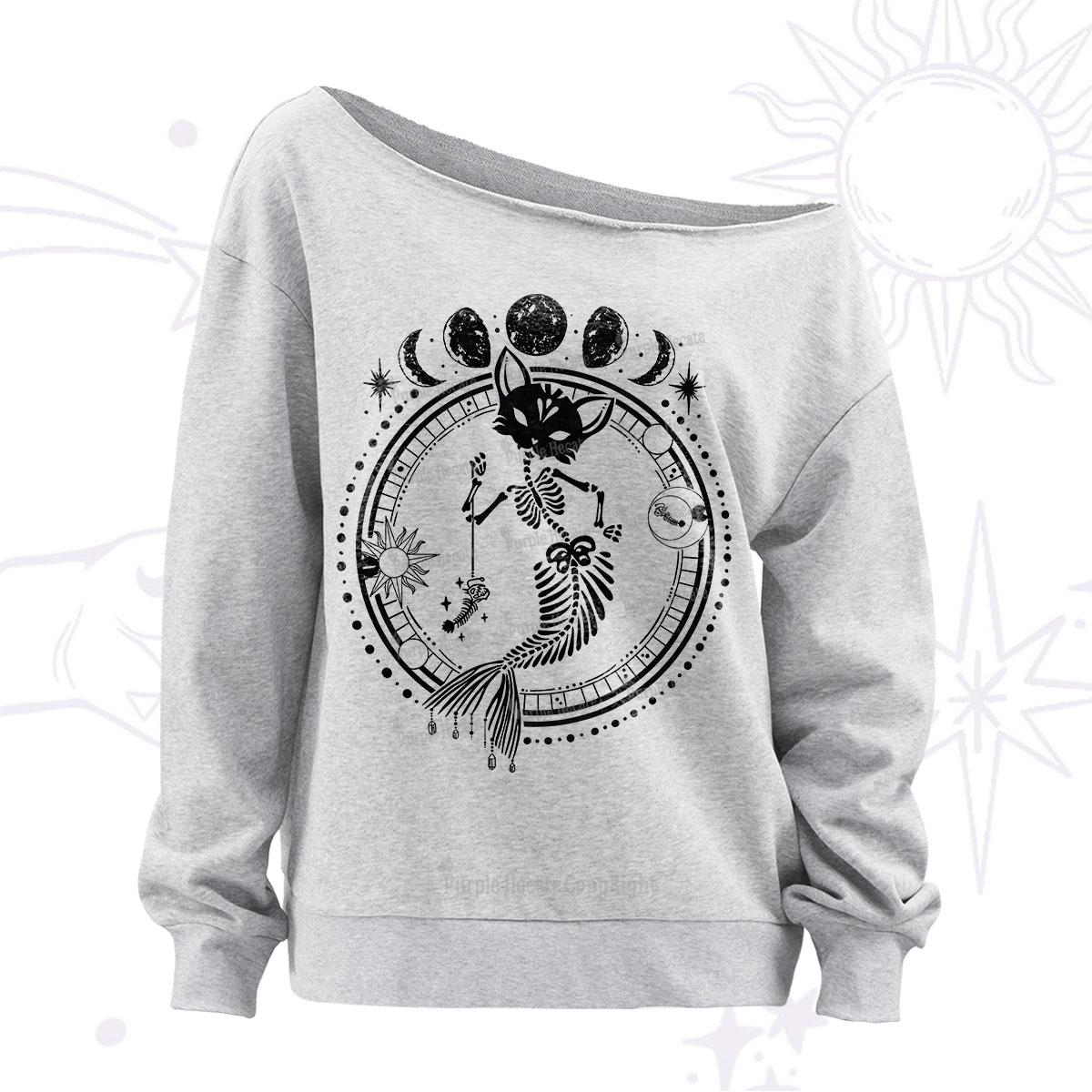 Purplehecate Purr-maid Prophecy Off The Shoulder Sweatshirt