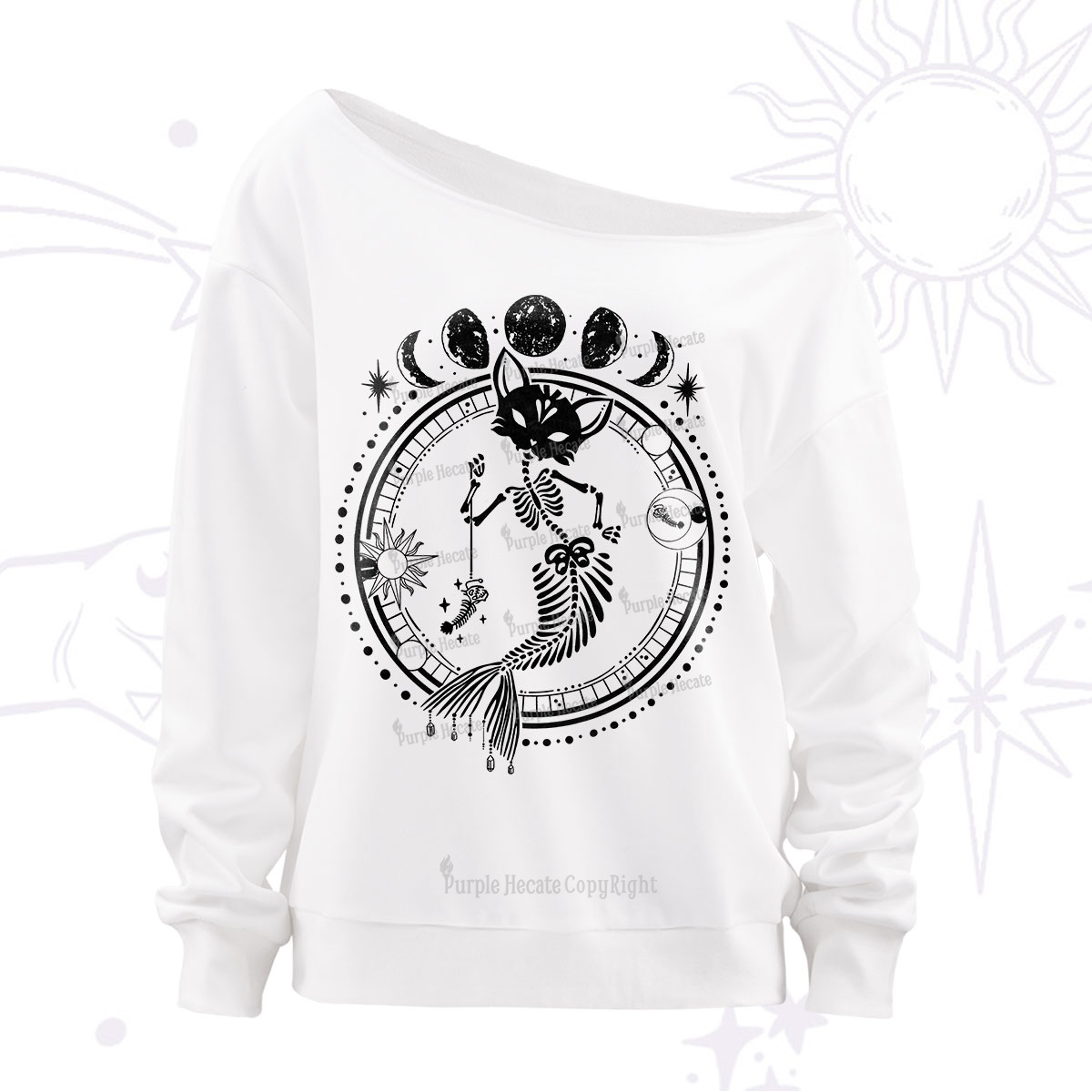 Purplehecate Purr-maid Prophecy Off The Shoulder Sweatshirt