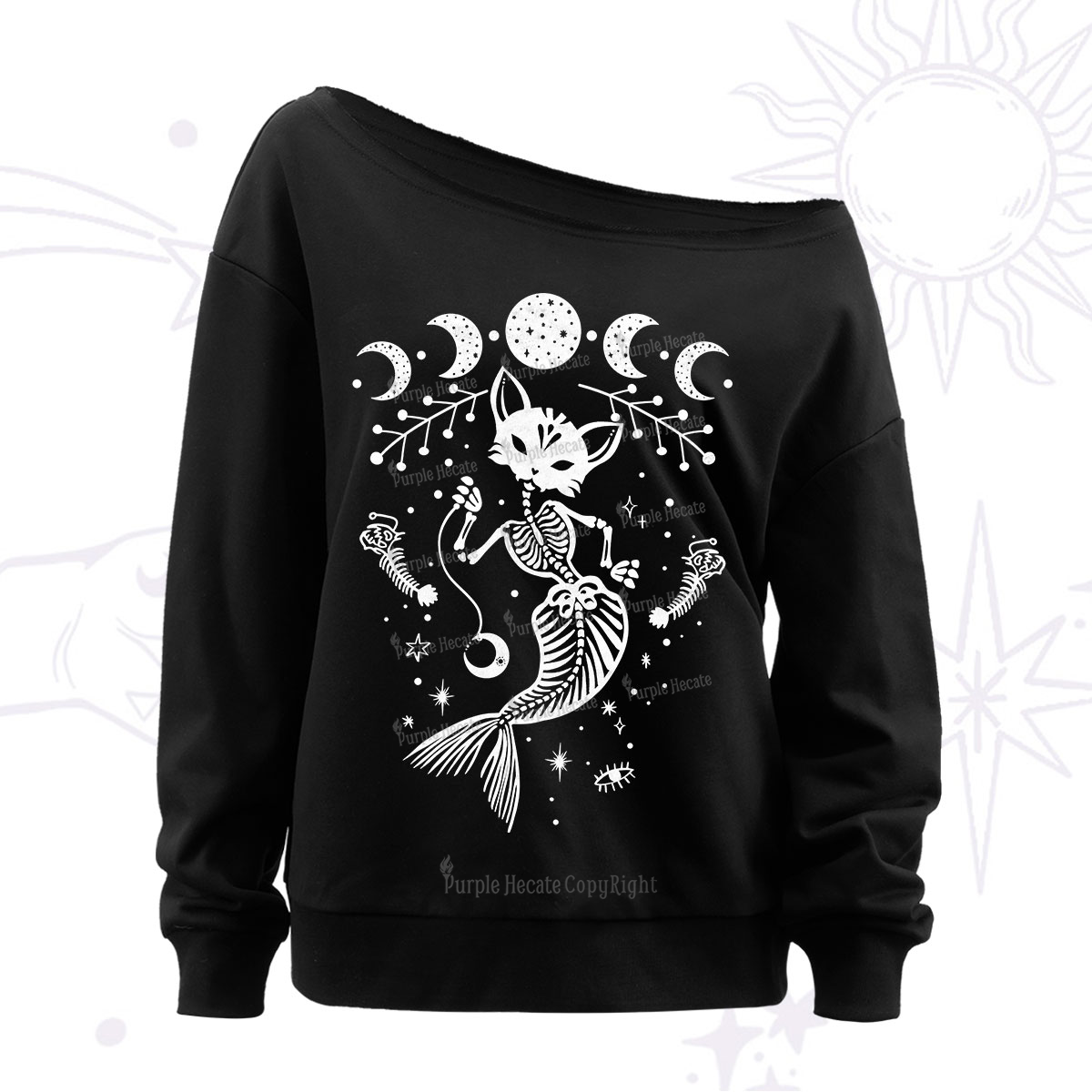 Purplehecate Purr-maid Tales Off The Shoulder Sweatshirt