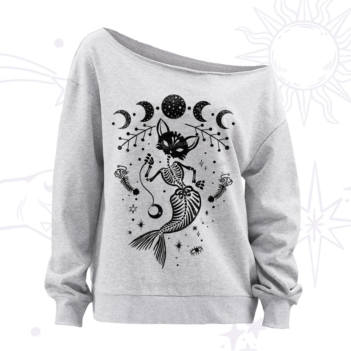 Purplehecate Purr-maid Tales Off The Shoulder Sweatshirt