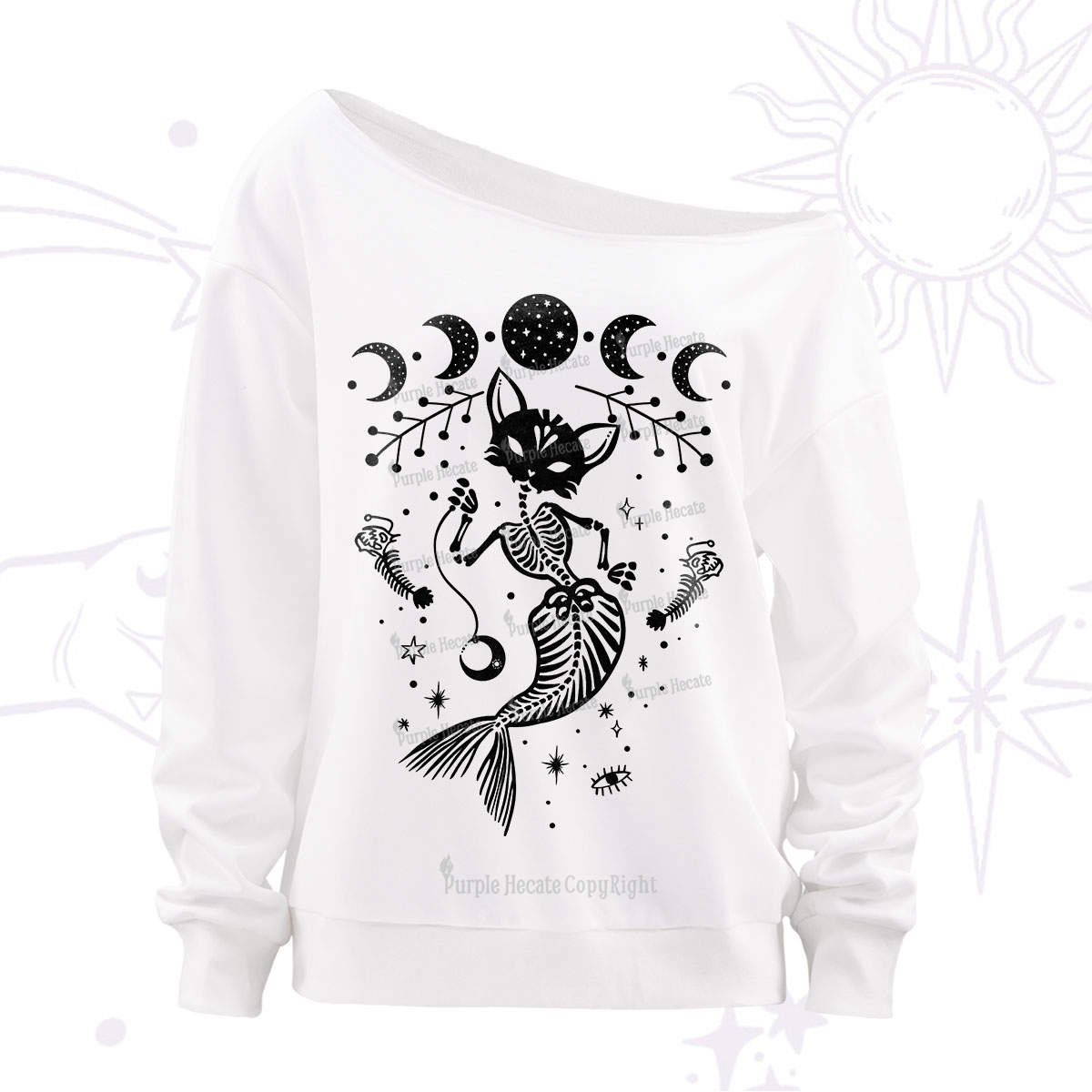 Purplehecate Purr-maid Tales Off The Shoulder Sweatshirt