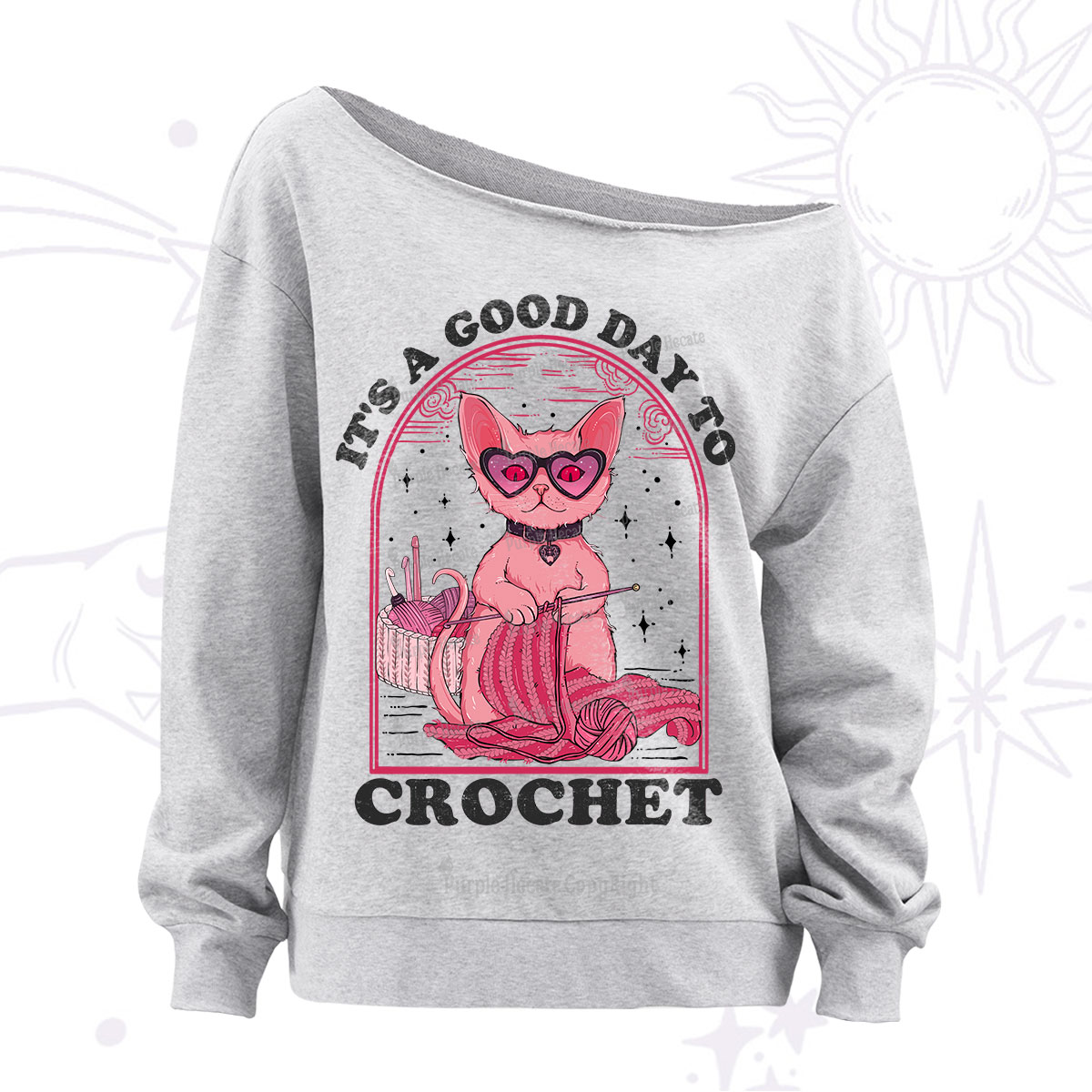 Purplehecate It's A Good Day To Crochet Off The Shoulder Sweatshirt
