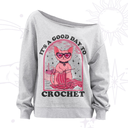 Purplehecate It's A Good Day To Crochet Off The Shoulder Sweatshirt