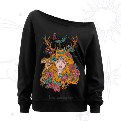 Purplehecate Butterfly Flutter Off The Shoulder Sweatshirt
