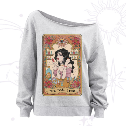 Purplehecate The Nail Tech Tarot Off The Shoulder Sweatshirt