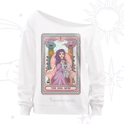 Purplehecate The Cute Dog Mom Tarot Card Off The Shoulder Sweatshirt