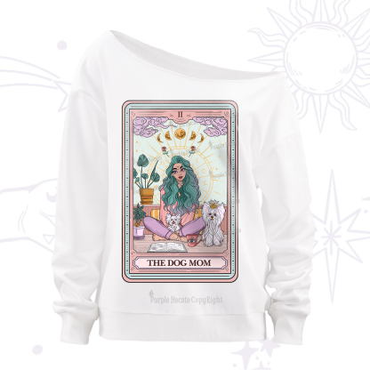 Purplehecate The Divine Dog Mom Tarot Card Off The Shoulder Sweatshirt