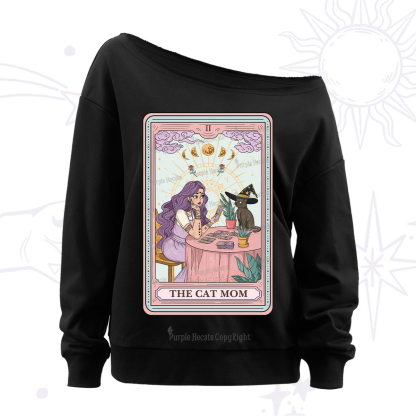 Purplehecate The Witchy Cat Mom Tarot Off The Shoulder Sweatshirt