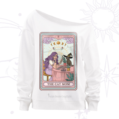 Purplehecate The Witchy Cat Mom Tarot Off The Shoulder Sweatshirt