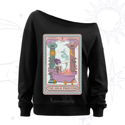 Purplehecate The Noble High Priestess Tarot Card Off The Shoulder Sweatshirt