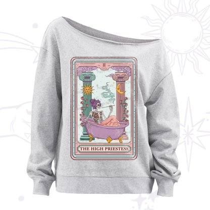 Purplehecate The Noble High Priestess Tarot Card Off The Shoulder Sweatshirt