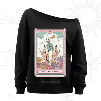 Purplehecate The Nail Artist Life Tarot Off The Shoulder Sweatshirt