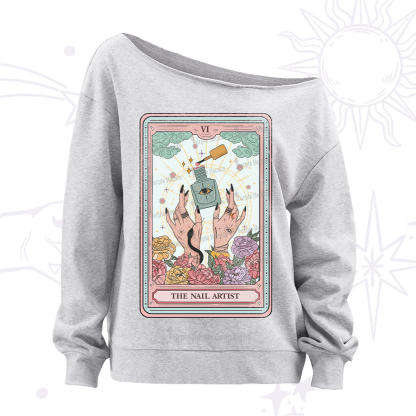 Purplehecate The Nail Artist Life Tarot Off The Shoulder Sweatshirt