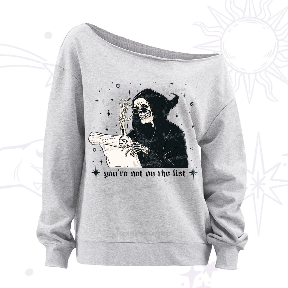 Purplehecate You're Not On The List Off The Shoulder Sweatshirt