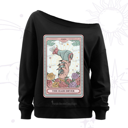 Purplehecate The Hair Dryer Life Tarot Off The Shoulder Sweatshirt