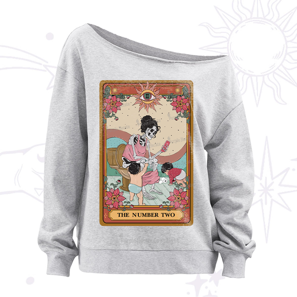 Purplehecate The Number Two Tarot Off The Shoulder Sweatshirt