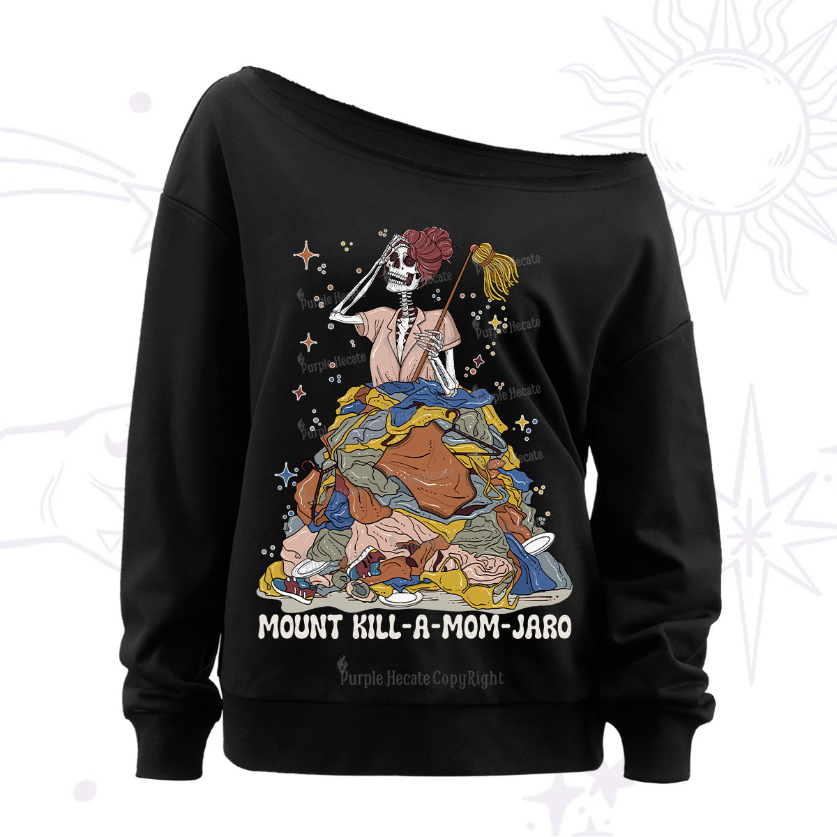 Purplehecate Mount Mom's Chaos Off The Shoulder Sweatshirt