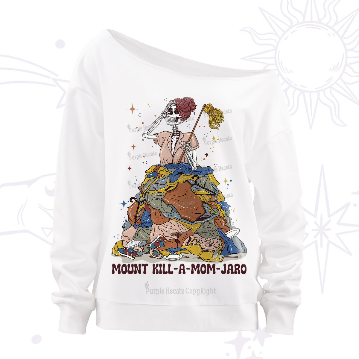 Purplehecate Mount Mom's Chaos Off The Shoulder Sweatshirt