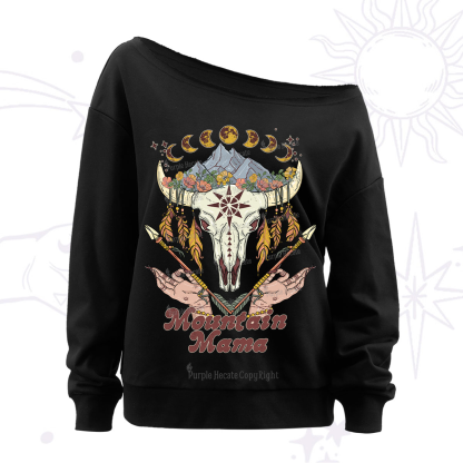 Purplehecate Mountain Mama Off The Shoulder Sweatshirt