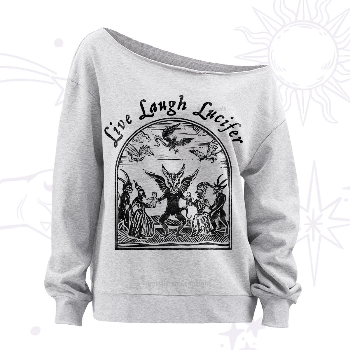 Purplehecate Live Laugh Lucifer Off The Shoulder Sweatshirt