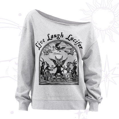 Purplehecate Live Laugh Lucifer Off The Shoulder Sweatshirt