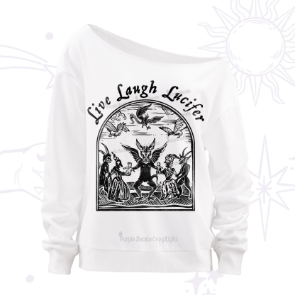 Purplehecate Live Laugh Lucifer Off The Shoulder Sweatshirt