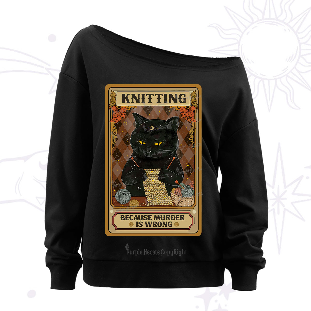 Purplehecate Knitting Because Murder Is Wrong Off The Shoulder Sweatshirt