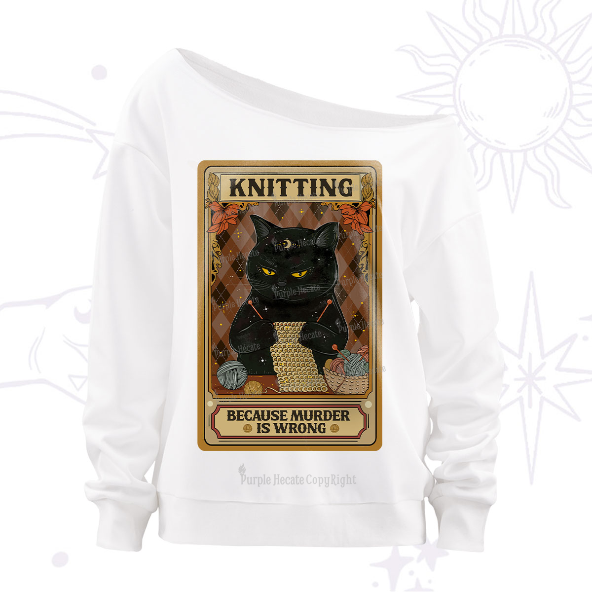Purplehecate Knitting Because Murder Is Wrong Off The Shoulder Sweatshirt