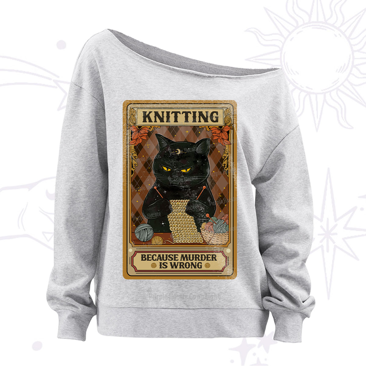 Purplehecate Knitting Because Murder Is Wrong Off The Shoulder Sweatshirt