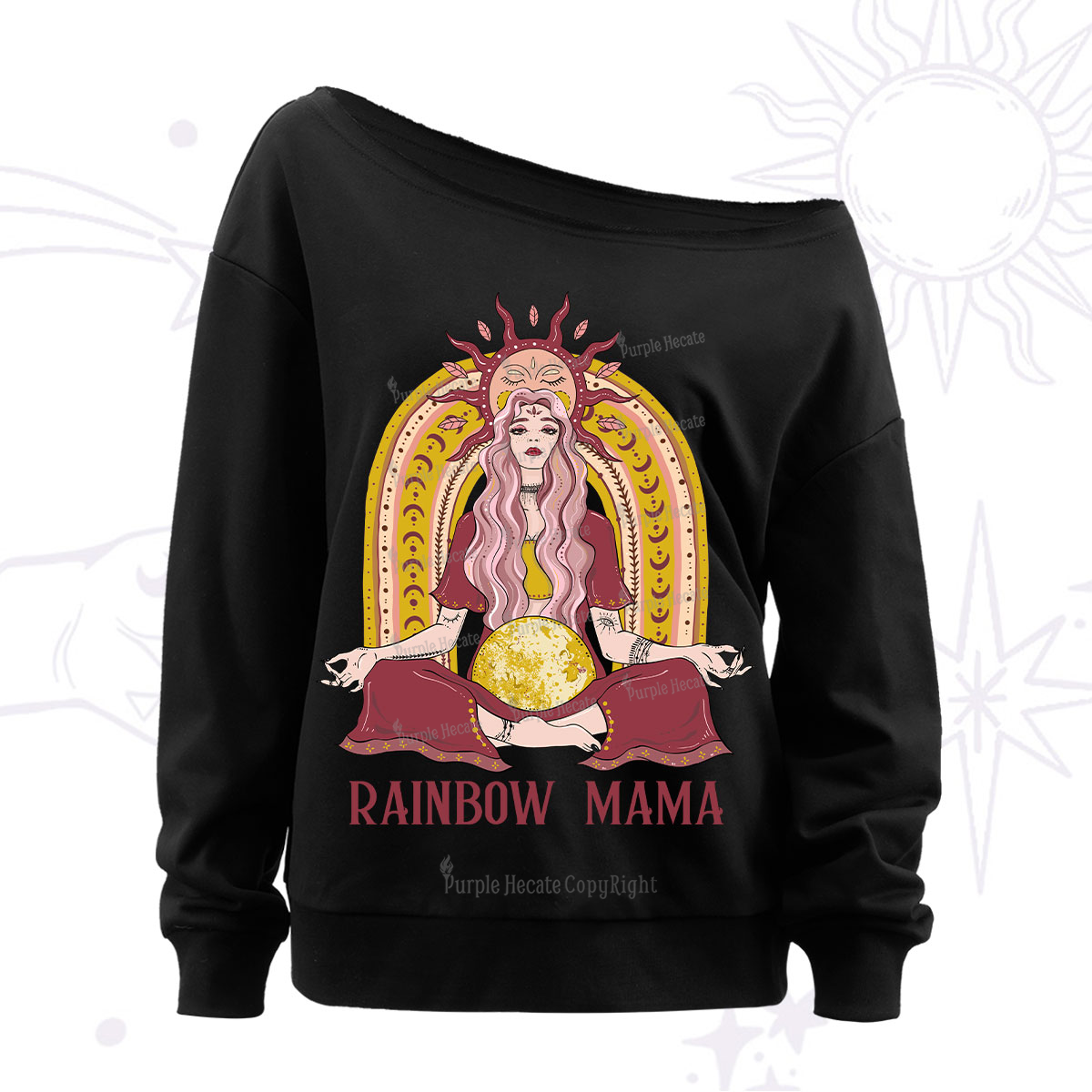 Purplehecate Rainbow Mama Off The Shoulder Sweatshirt