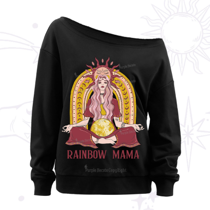 Purplehecate Rainbow Mama Off The Shoulder Sweatshirt