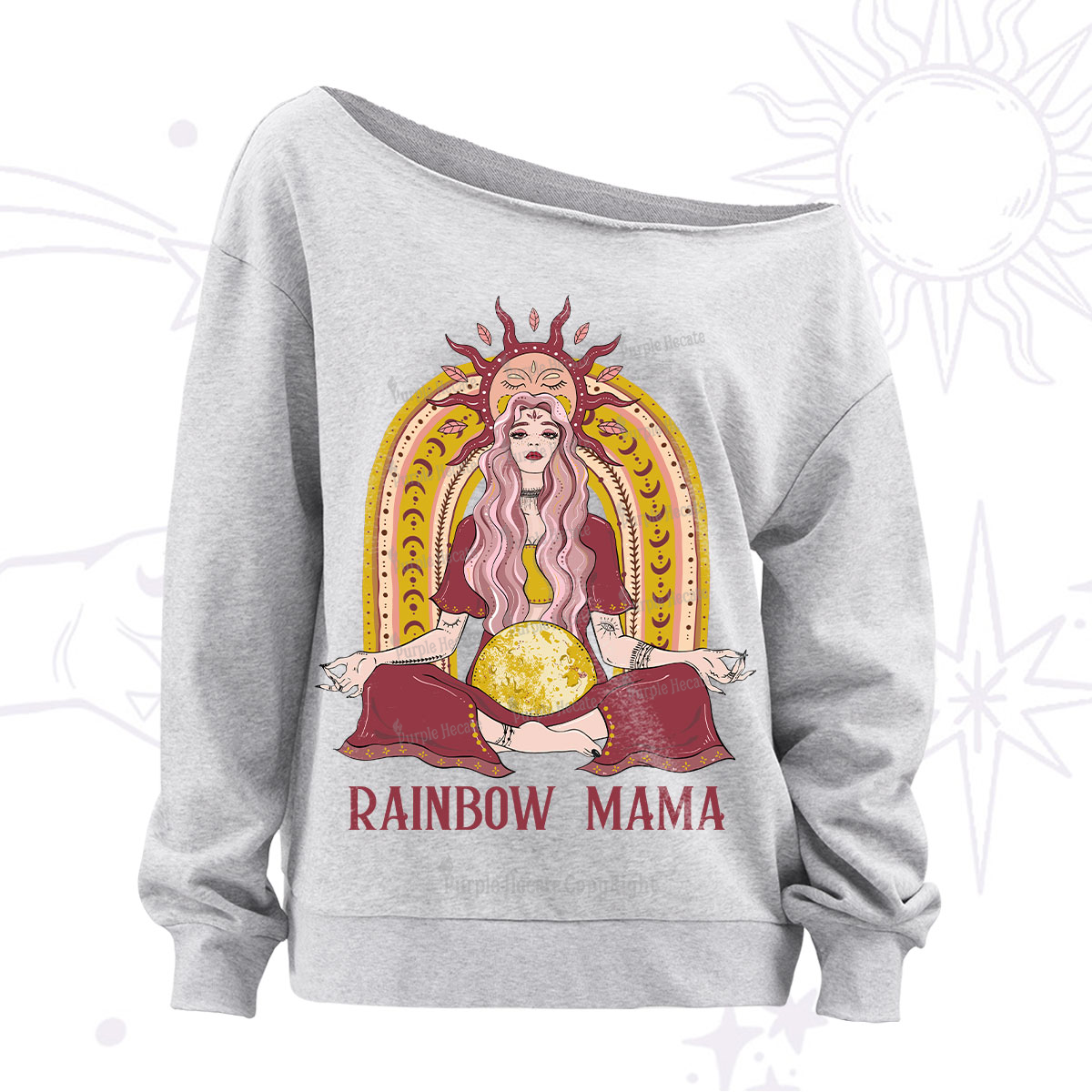 Purplehecate Rainbow Mama Off The Shoulder Sweatshirt