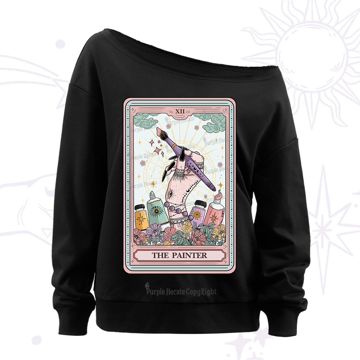 Purplehecate The Painter Tarot Off The Shoulder Sweatshirt