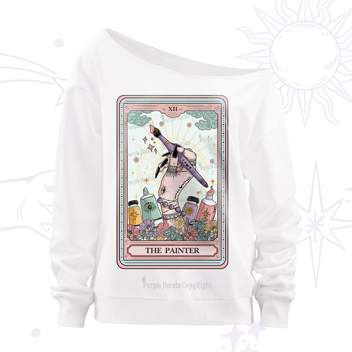 Purplehecate The Painter Tarot Off The Shoulder Sweatshirt