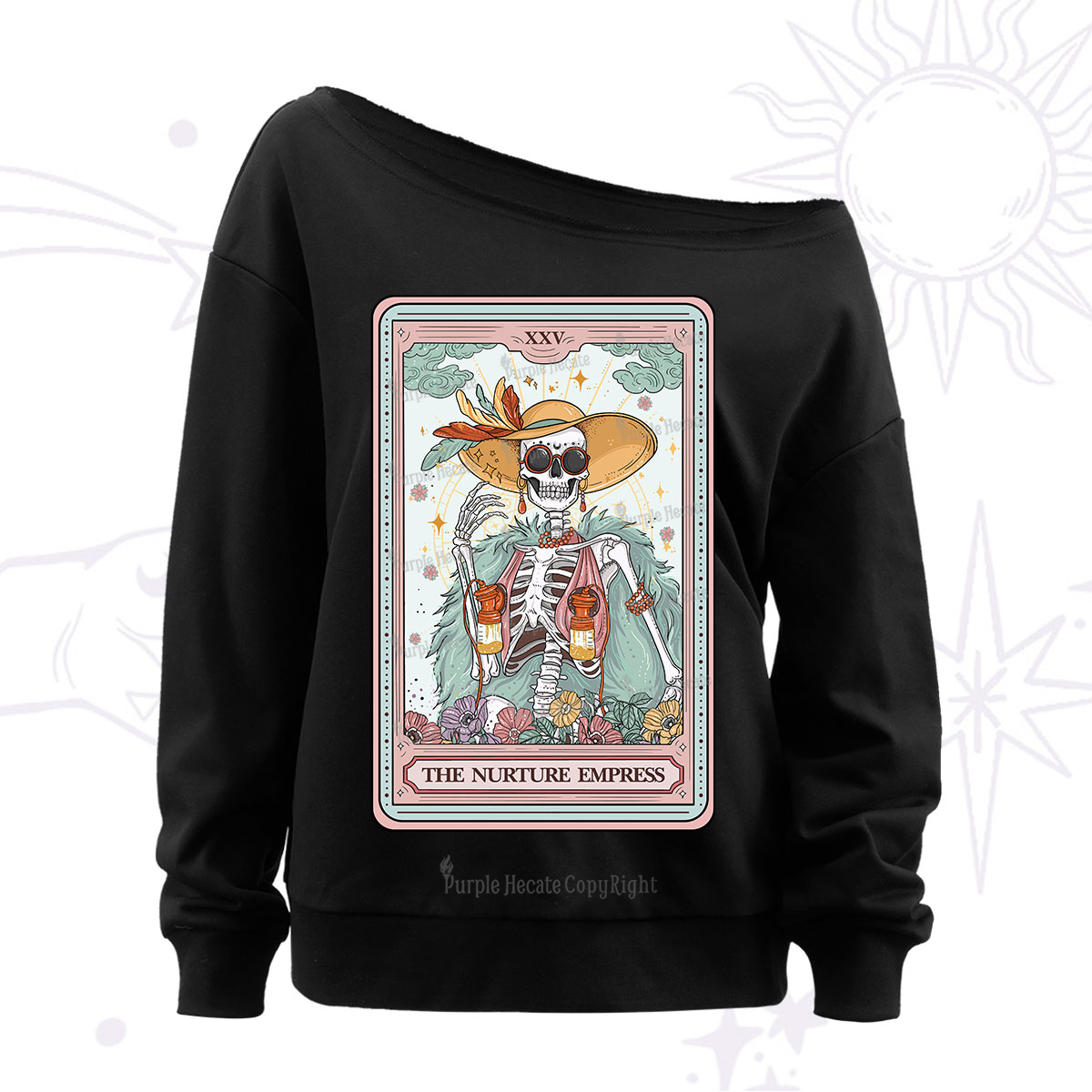 Purplehecate The Nurture Empress Tarot Off The Shoulder Sweatshirt