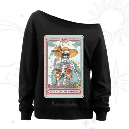 Purplehecate The Nurture Empress Tarot Off The Shoulder Sweatshirt