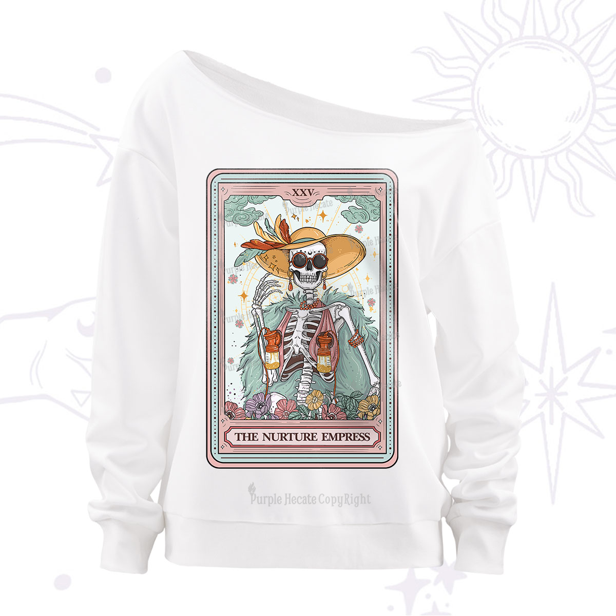 Purplehecate The Nurture Empress Tarot Off The Shoulder Sweatshirt