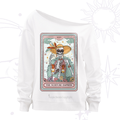 Purplehecate The Nurture Empress Tarot Off The Shoulder Sweatshirt